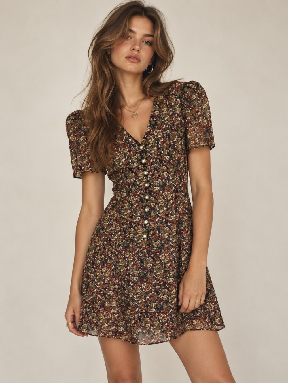 Vintage 90's All That Jazz Floral Mini Dress Size S Shoulder Pads Lace Up Back